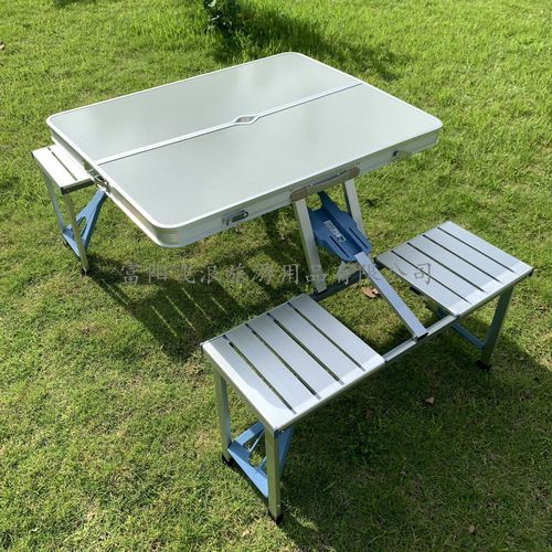厂家批发户外野营配件铝合金折叠桌椅便携式野餐连体桌椅一桌四椅